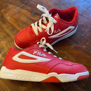 Girls Red with White Fila Disruptor Size 3